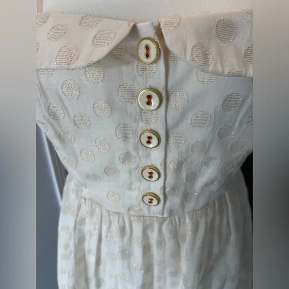 Maeve Anthropologie Size 6 Cream Gold Polka Dot Dress Pockets Sleeveless Vintage - Picture 9 of 15